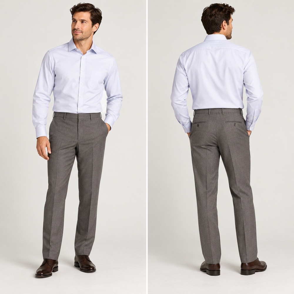 Jos A Bank Traveler Mens 36x32.5 Gray 100% Wool Slim Fit Dress Pants Office